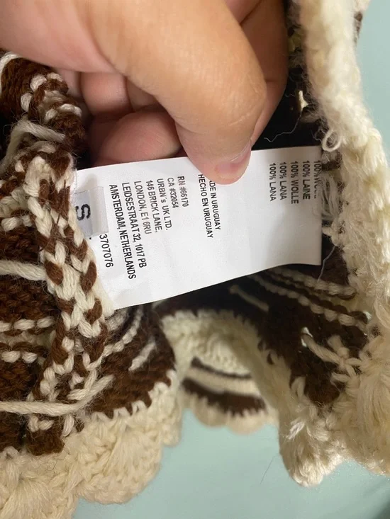 Mandinga Moka Cardigan Brown Cream Wool Small FLAWED FLAWED - Picture 8 of 9